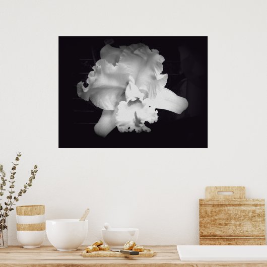 Orchid - Vivid Black en White Abstract Poster (Keuken)