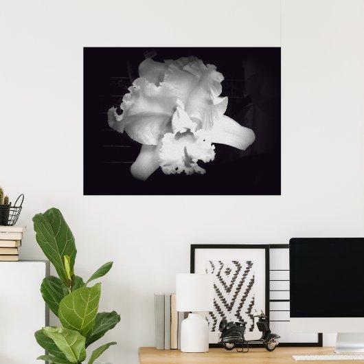 Orchid - Vivid Black en White Abstract Poster (Thuiskantoor)