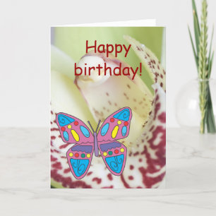 Orchid, vlinder, gefeliciteerd! kaart