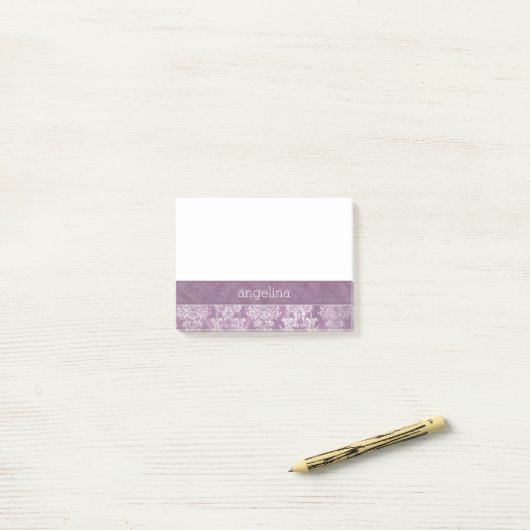 Orchid  Waterverf Damask Patroon Post-it® Notes (Op bureau)