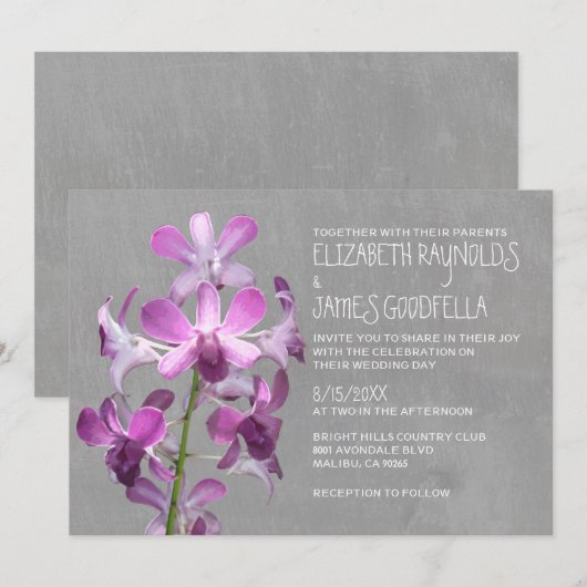 Orchid Wedding Invitations Kaart (Voorkant / Achterkant)