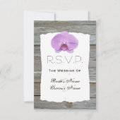 Orchid Wedding RSVP - Barnwood Kaartje (Voorkant)