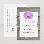 Orchid Wedding RSVP - Barnwood Kaartje (Voorkant / Achterkant)