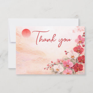 Orchid wedding Thank You Card – Pink Floral Design Bedankkaart