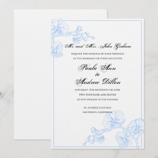 Orchid Wedding Uitnodiging (Voorkant / Achterkant)