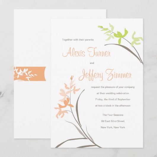 Orchid Wedding Uitnodiging (Voorkant / Achterkant)