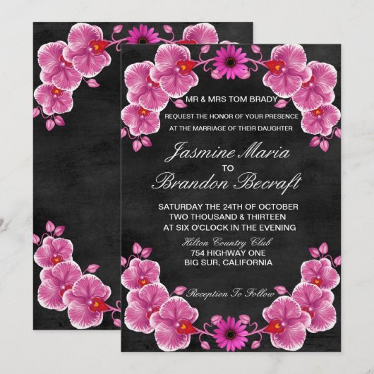 Orchid Wedding Uitnodiging (Voorkant / Achterkant)