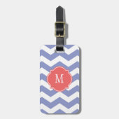 Orchid & White Chevron Monogram Bagagelabel (Voorkant verticaal)