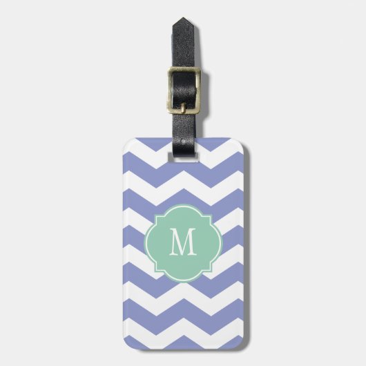 Orchid & White Chevron Monogram Bagagelabel (Voorkant verticaal)