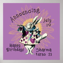 Orchid White Rabbit Happy Birthday Decreet Poster