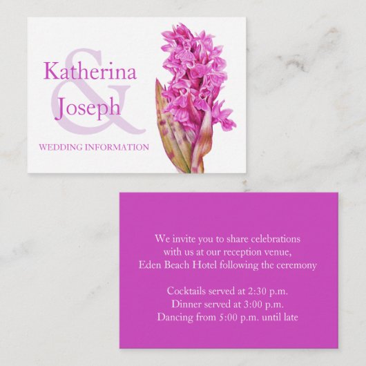 Orchid wildflower art bruiloft insluitkaart informatiekaartje (Voorkant / Achterkant)