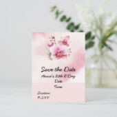 Orchide bloem Verjaardag Save the Date briefkaart (Staand voorkant)