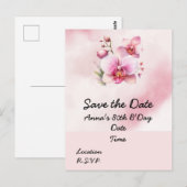 Orchide bloem Verjaardag Save the Date briefkaart (Voorkant / Achterkant)