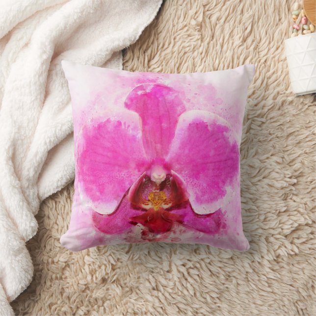 Orchide bloem waterverf - roze wb 02 kussen (Deken)