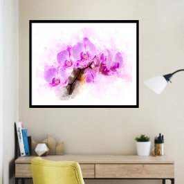 Orchide bloem waterverf - roze wb 03 foto afdruk