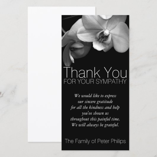 Orchidee 1b condoleance dankjewel fotokaart bedankkaart (Voorkant / Achterkant)