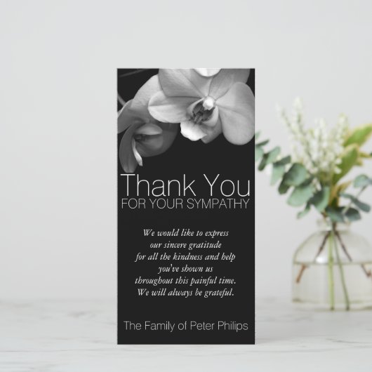 Orchidee 1b condoleance dankjewel fotokaart bedankkaart (Staand voorkant)