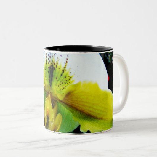 Orchidee 5 tweekleurige koffiemok (Voorkant rechts)
