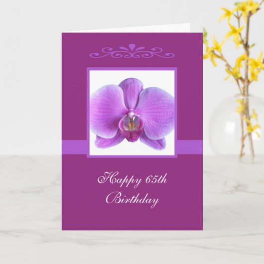 Orchidee 65th Birthday Kaart (Gele Bloem)