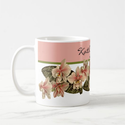  orchidee Afbeelding Monogram peach Koffiemok (Links)
