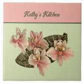 orchidee Afbeelding Monogram peach Tegeltje (Voorkant)