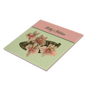 orchidee Afbeelding Monogram peach Tegeltje (Zijkant)