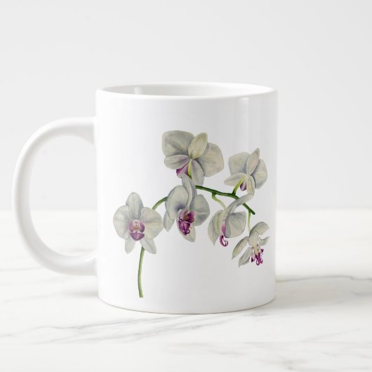 Orchidee Aquarel Schilderij Grote Koffiekop (Links)