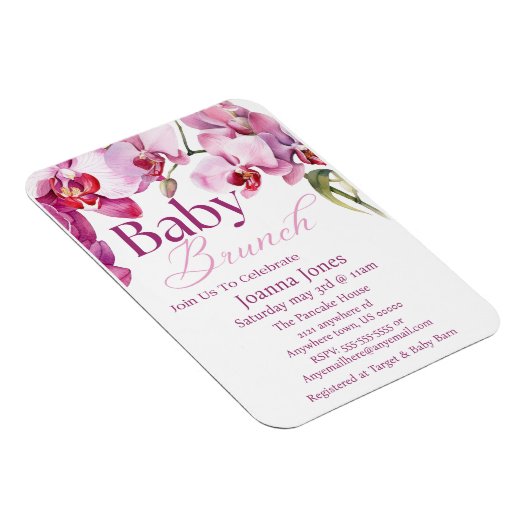 Orchidee Baby Brunch/Baby shower Invitation Kaart Magneet (Rechterzijde)