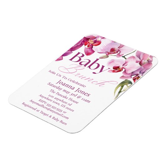 Orchidee Baby Brunch/Baby shower Invitation Kaart Magneet (Linkerzijde)