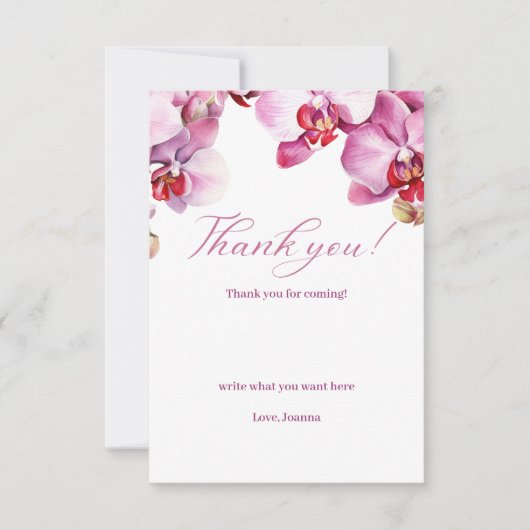Orchidee Baby shower Bedankt Card (Voorkant)