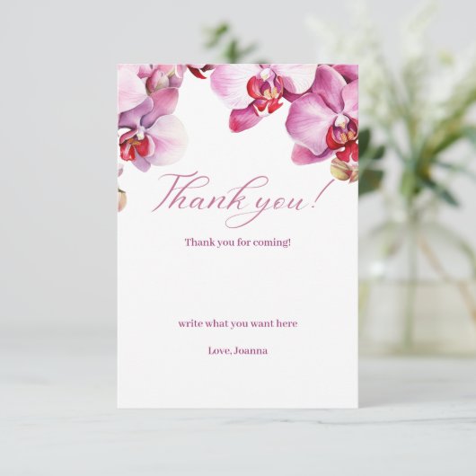 Orchidee Baby shower Bedankt Card (Staand voorkant)