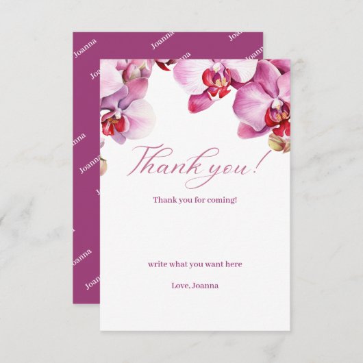 Orchidee Baby shower Bedankt Card (Voorkant / Achterkant)