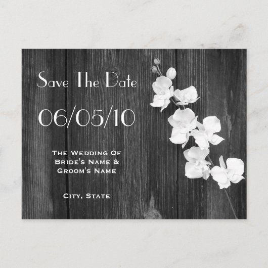 Orchidee & Barnwood Wedding Save The Date Briefkaa Aankondigingskaart (Voorkant)