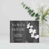 Orchidee & Barnwood Wedding Save The Date Briefkaa Aankondigingskaart (Staand voorkant)