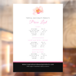 Orchidee beauty product prijslijst roze raamsticker