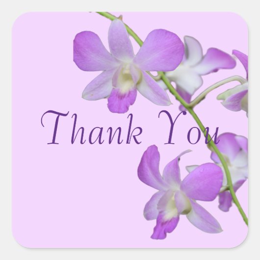 Orchidee Bedankt paarse lavendel Vierkante Sticker (Voorkant)