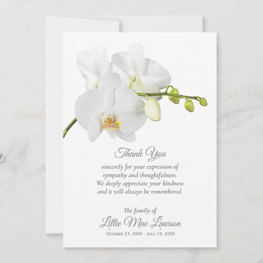 Orchidee begrafenis viering van het leven dank u k kaart (Voorkant)