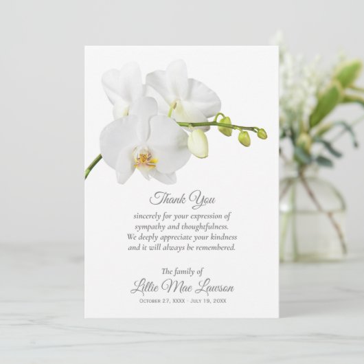 Orchidee begrafenis viering van het leven dank u k kaart (Staand voorkant)