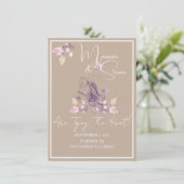 Orchidee Beige & Wit Save The Date Wedding Kaart (Staand voorkant)