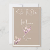 Orchidee Beige & Wit Save The Date Wedding Kaart (Achterkant)