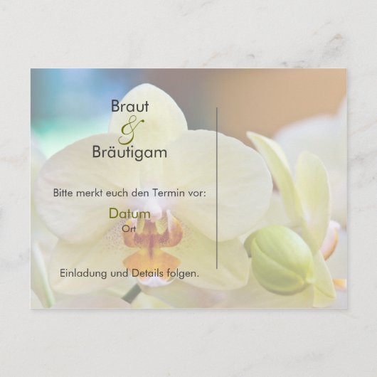Orchidee · Bewaar de datum Postkarte Aankondigingskaart (Achterkant)