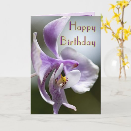 Orchidee Birthday Card Kaart (Gele Bloem)