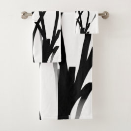 Orchidee Blanc: Abstract Wit & Zwart Bad Handdoek