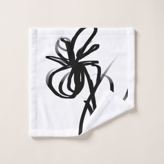 Orchidee Blanc: Abstract Wit & Zwart Bad Handdoek (Wasdoekje)