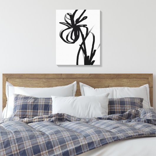Orchidee Blanc: Abstract Wit & Zwart Canvas Afdruk (Insitu (Slaapkamer))