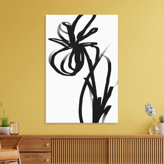 Orchidee Blanc: Abstract Wit & Zwart Canvas Afdruk (Insitu (Woonkamer))