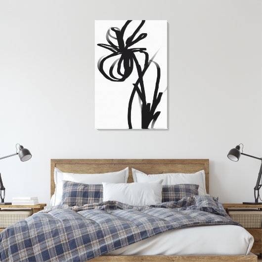 Orchidee Blanc: Abstract Wit & Zwart Canvas Afdruk (Insitu (Slaapkamer))