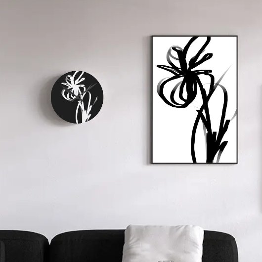 Orchidee Blanc: Abstract Wit & Zwart Canvas Afdruk