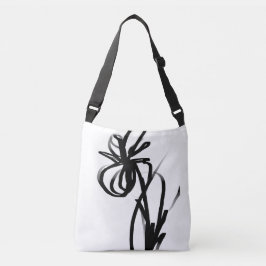Orchidee Blanc: Abstract Wit & Zwart Crossbody Tas