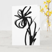 Orchidee Blanc: Abstract Wit & Zwart Kaart (Gele Bloem)